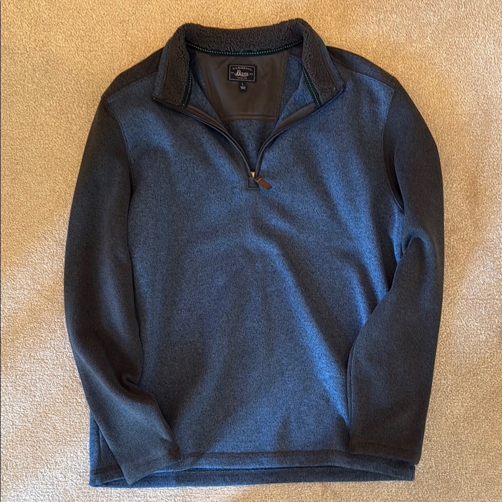 Bass Blue Zip Up Shirt with Stand-Up Collar